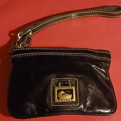 Vintage Dooney & Bourke Black Patent  Wristlet