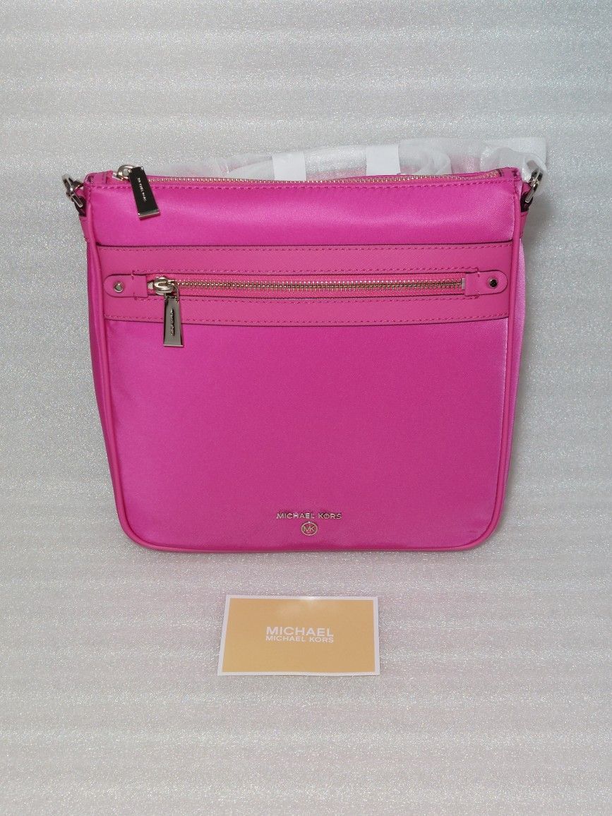 Michael Kors Designer Crossbody Bag Purse Handbag. Pink Silver. New With Tags.  Authentic 
