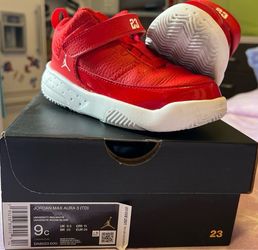 “KIDS” US Size 9C Jordan Max Aura 3 (TD), University Red / White
