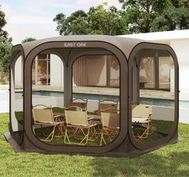 Screen House Tent Pop-Up, Portable Screen Room Canopy Instant Screen Tent 12 x 12 FT with Carry Bag for Patio, Backyard, Deck & Outdoor Activities, Br