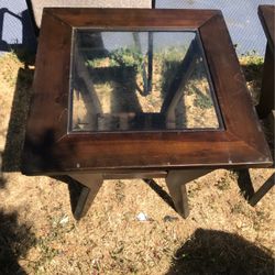 Center Or Wall Table With Glass Two End Peices