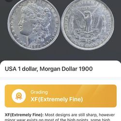 Silver Morgan Dollar 1900 XF(Extremely Fine) Grade, US 1 Dollar