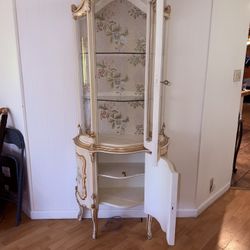 Antique Curio Cabinet With Keys Hand Painted