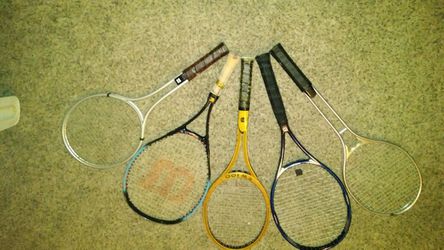 5 tennis rackets. Used.