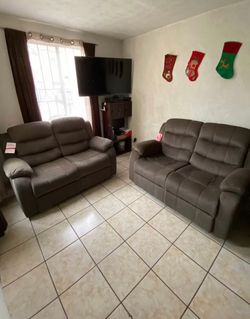 Brown Recliner Sofa Set – 2 Pieces