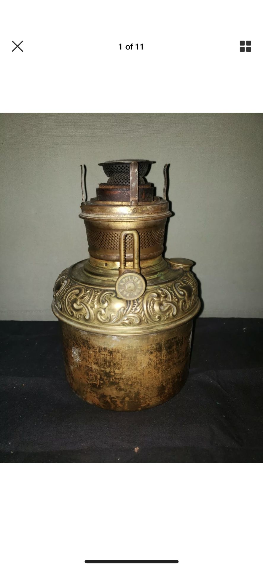 *RARE* Antique B&H High Dome GWTW Banquet Lamp Brass Font