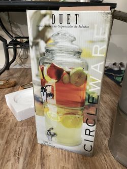Glass Circleware Duet Double-Chamber Beverage Dispenser