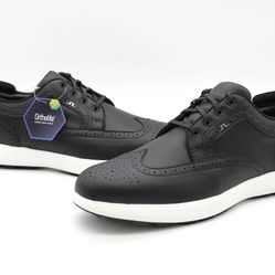 J.Lindeberg Fairway Brogue Golf Shoes Black EU 46 US 13-13.5 Spikeless Leather