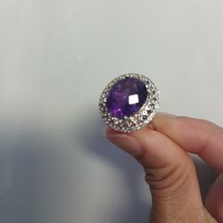 Siberian Amethyst 925  Silver Ring Size 8