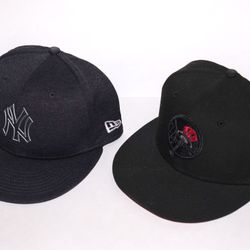 New ERA New York Yankees NY Baseball Fitted Hat LOT 7 1/4 Navy Black 