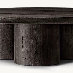 Restoration Hardware Oslo Round Coffee Table 36 Inch RH Black Oak Wood - Orig. $3k
