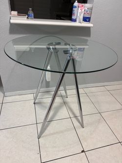 Modern Glass High Top Bar Table – Chrome Legs