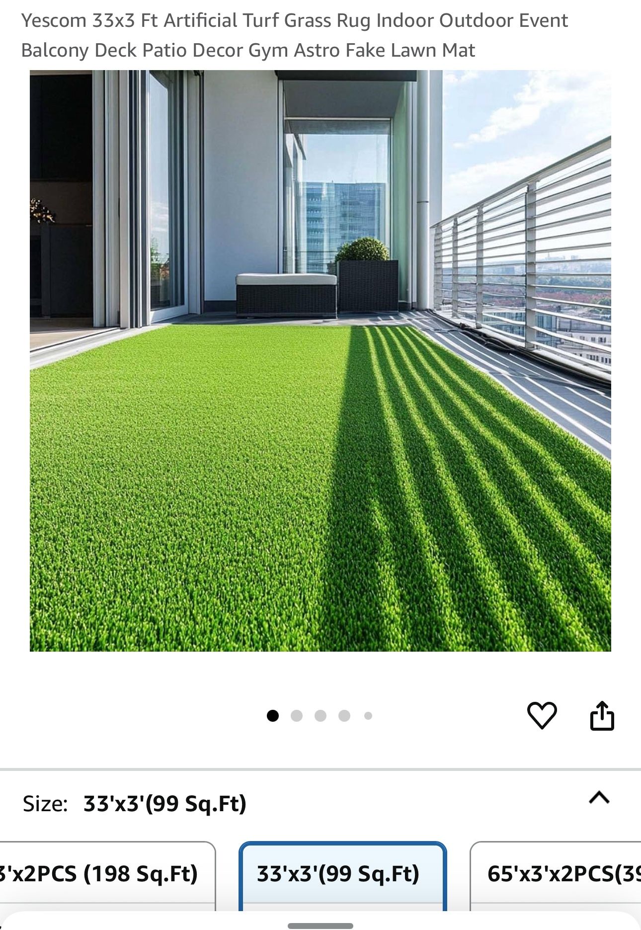 Artificial Grass // Turf 33ft X 3 Ft New $$$70