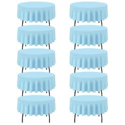 BRILLMAX 10 Pack Light Blue Round Tablecloths 90 Inch - Circle Bulk Linen Polyester Fabric Washable Table Cloth Cover for Wedding Reception Banquet Bi