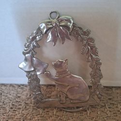 1986 SEAGULL PEWTER CAT ORNAMENT