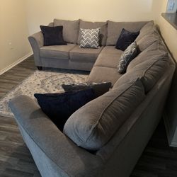 Grey Sectional In Pretty Good Condition 