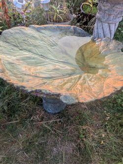 Large cement leaf bird bath
