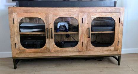 Beautiful medium-brown wood finish cabinet or television console