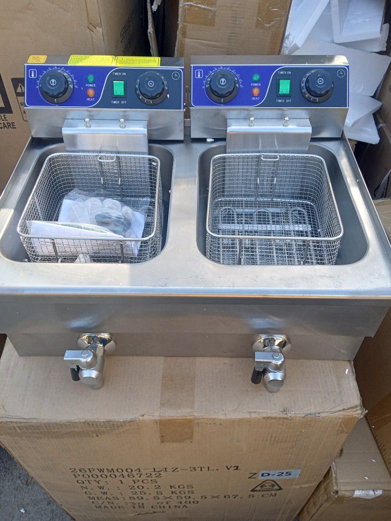 Commercial Double Deep Fryer With Drain Worth 340