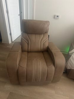Tan Leather Power Recliner Chair