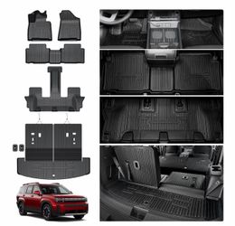 HOUCLEMIC Floor Mats for 2024 2025 2026 Hyundai Santa Fe (Fit Hybrid and Gas), TPE All Weather Protection Custom Trunk Cargo Mat with Backrest Mat for