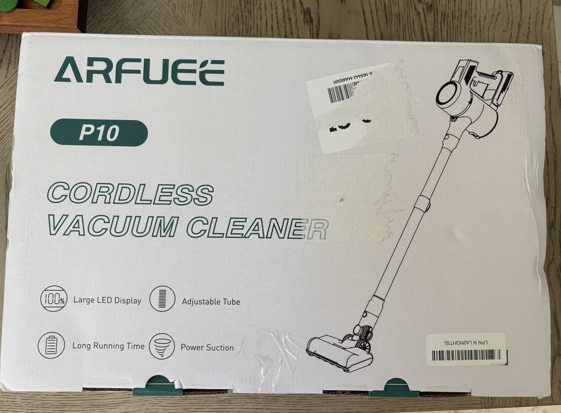 Arfuee Cordless Vacuum Cleaner, 60 Mins Runtime, LED Display, 1.5L Cup, Anti-Tangle Brush, New In Box