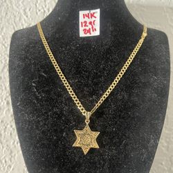 14K Solid Gold Chain and Pendant For Wedding 12Gr 24 Inches Long 