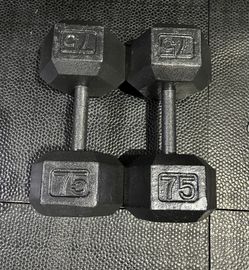 75 Pound Pair Cast-Iron Hex Dumbbells