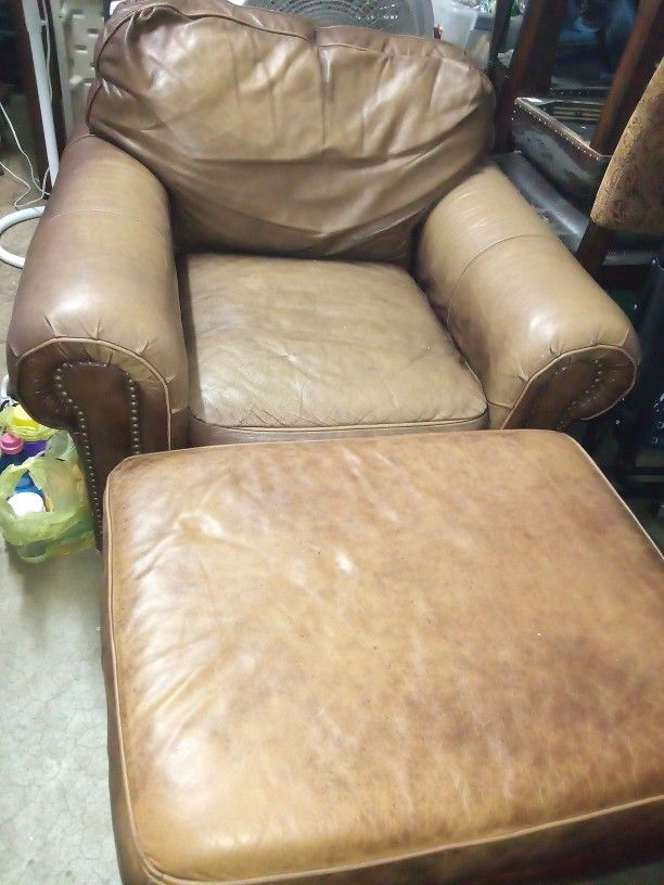 Leather Chair And Ottoman 