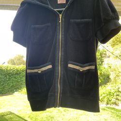 Juicy Couture short sleeve black zip, size medium