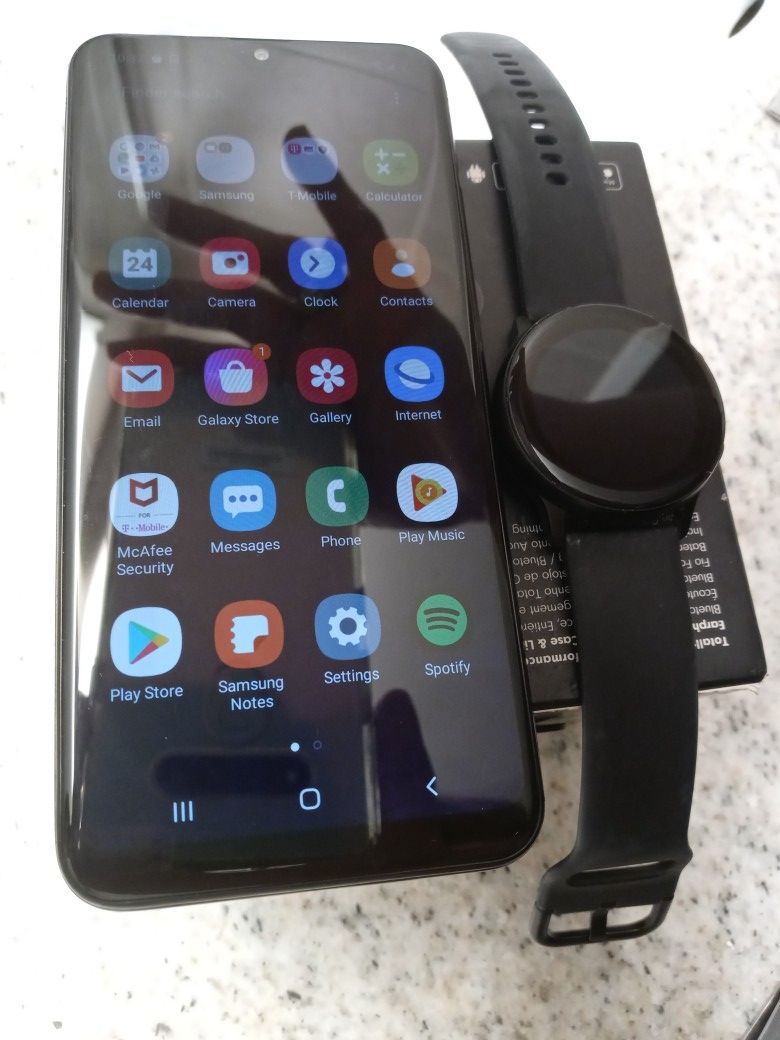 Samsung watch and phone