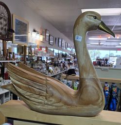Wood and Brass Swan, 15" T x 16" W PLEASE READ DESCRIPTION