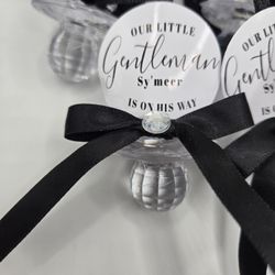 Our Little Gentleman Baby Shower Pacifiers Guest Favor Necklaces 