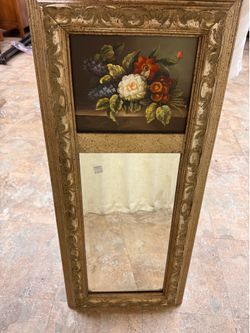Floral painting and mirror