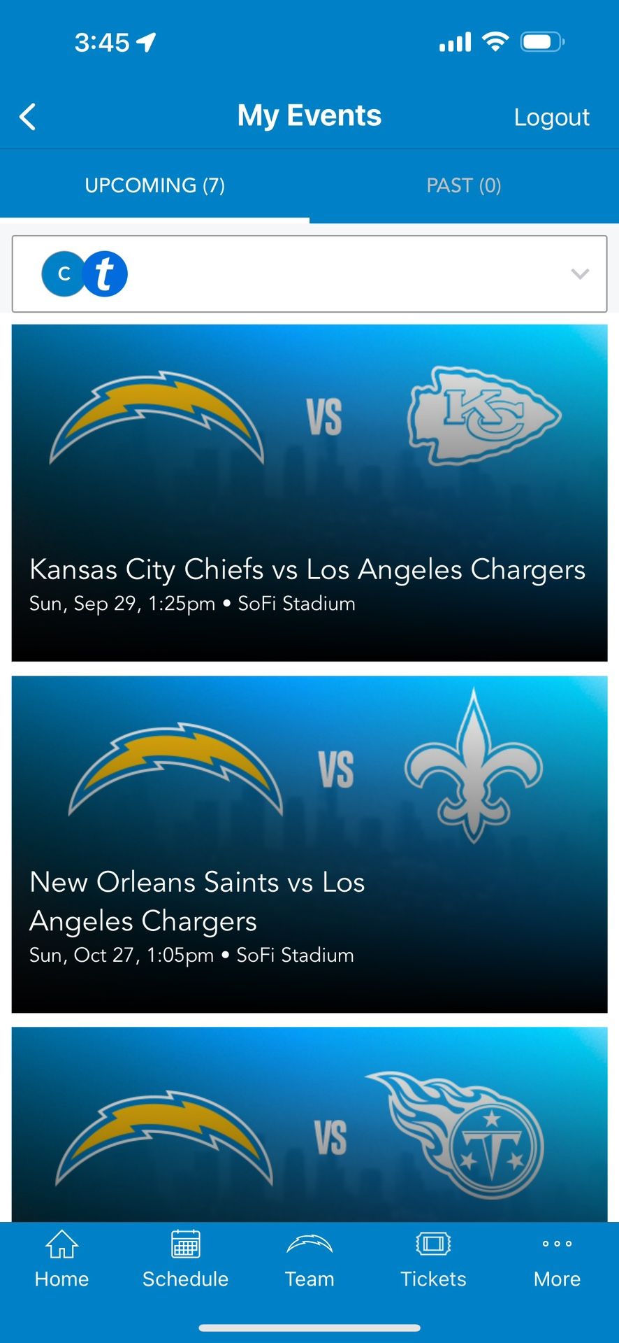 LA Chargers Season Tickets! All Home Games 4 Seats
