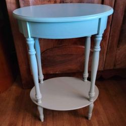 Teal Oval End/Side Table 
