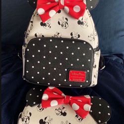 Minnie Mouse Loungefly Backpack And Wallet Set