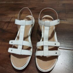 "David Tate" White  Low Wedge Sandals - size 10N