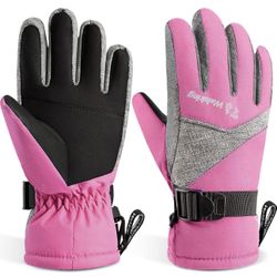 WALSKING Kids Winter Gloves, Snow Waterproof Ski Cold Weather Insulated Outdoor