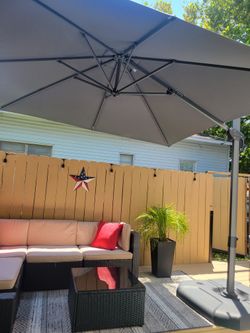 Purple Leaf Patio Umbrella 81/2ft×9ft With Base