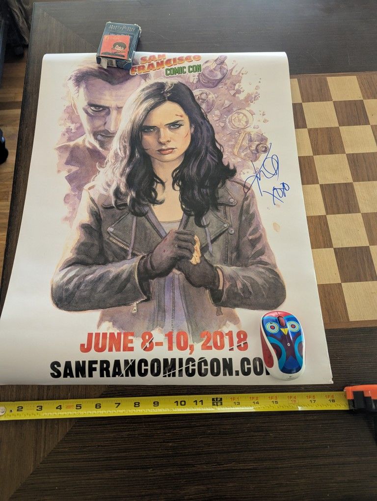 Krysten Ritter Jessica Jones David Tenant San Francisco Comic Con 2018 Poster Autograph 18 X 24