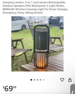 Camping Lantern, 4-in-1 Led Lantern Rechargeable, Outdoor Speakers IPX5 Waterproof, 3 Light Modes, 8000mAh Wireless Camping Light for Power Outages