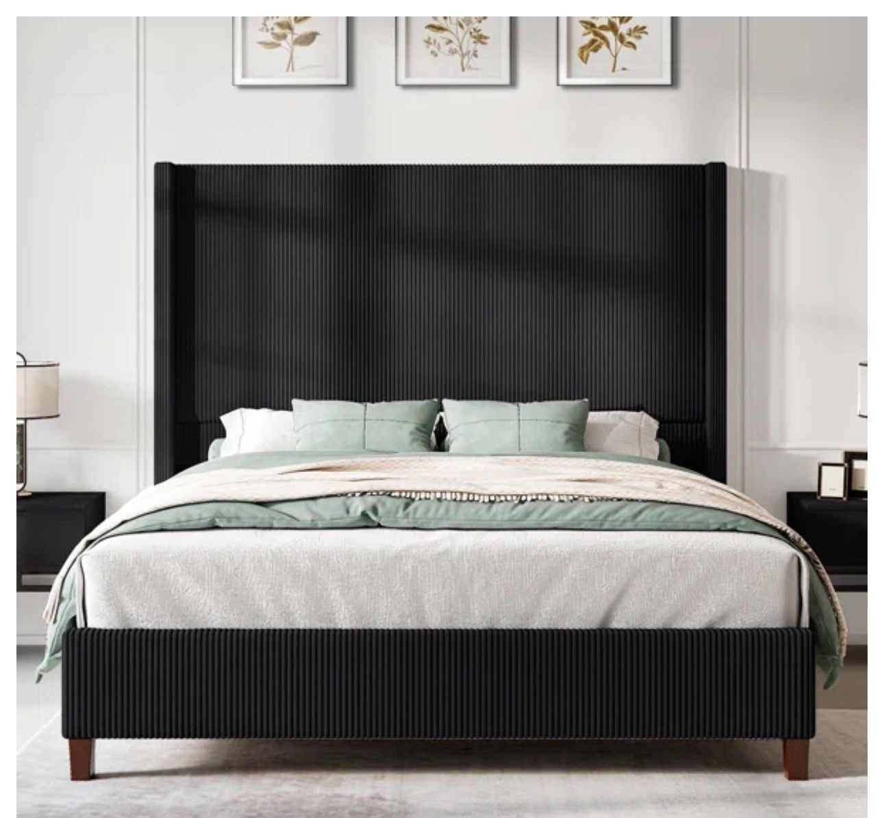 Dunwoody Upholstered Wingback Platform Bed