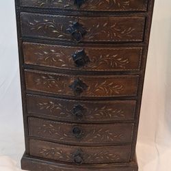 Vintage Rustic Wood Handcrafted 7 Drawer Cabinet Chest 