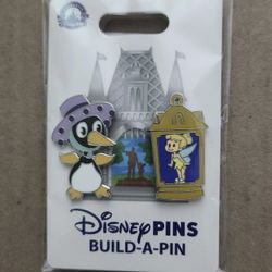Disney 2024 Build-A-Pin Tinker Bell and Small World Penguin Pin Set NEW