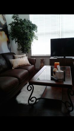 GORGEOUS Wood and Wrought Iron Coffee Table / End Tables $350.