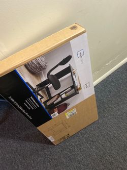 Black writing desk with shelves