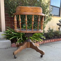 Reclining Wood Rolling Chair 