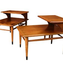 Matching Pair 1960's Lane Acclaim Tiered End Tables Designed By Andre Bus