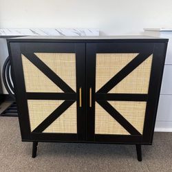 Rattan Doors Sideboard Buffet Cabinet with Storage Accent Cabinet with Adjustable Shelves Cupboard Console Table for Dining Entryway